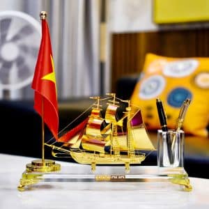 Bộ quà tặng Thuận buồm xuôi gió mạ vàng 24k cao cấp