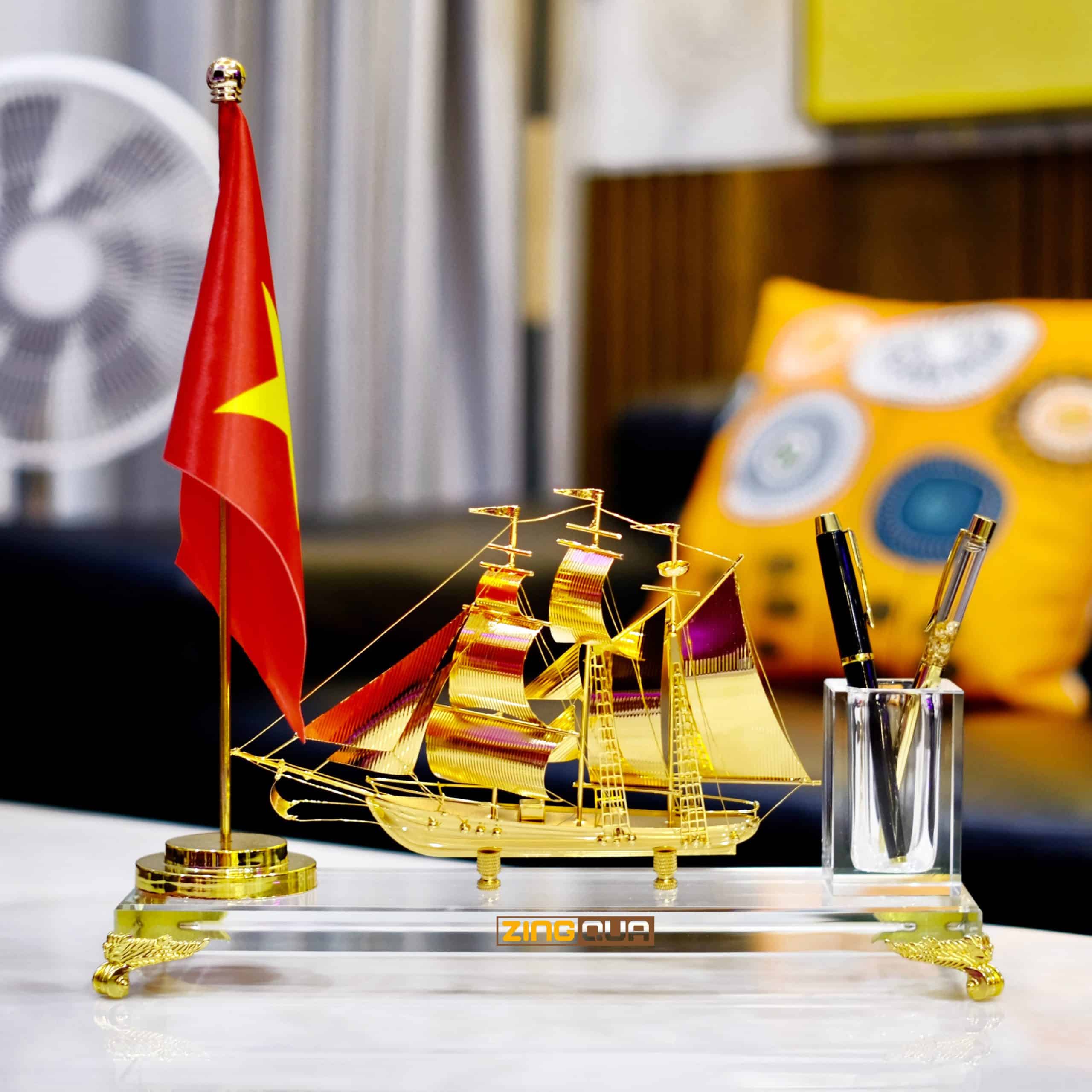 Bộ quà tặng Thuận buồm xuôi gió mạ vàng 24k cao cấp