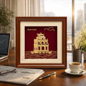 Tranh Tháp Rùa Dát Vàng luxury 24k - 0226TDV